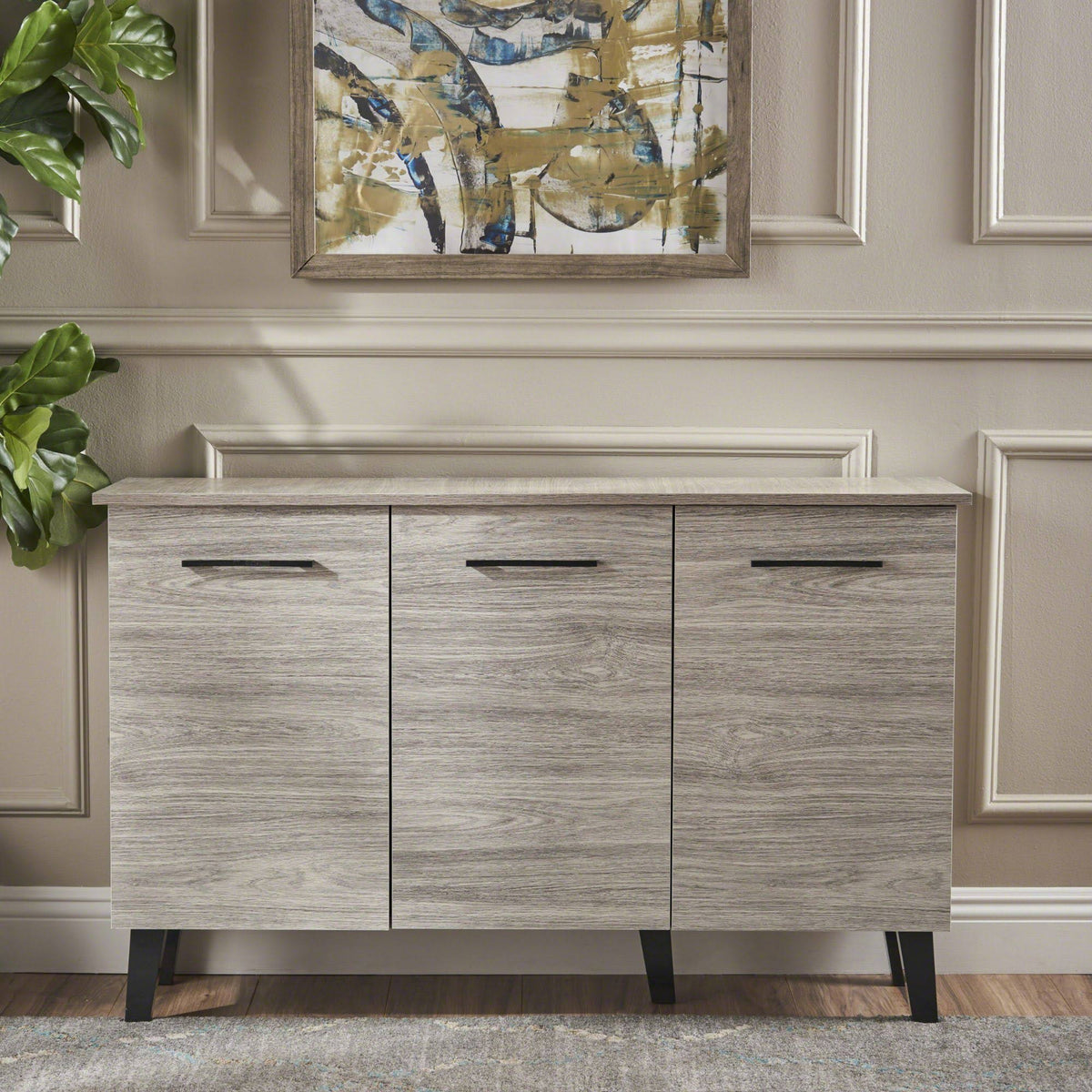 Charcoal Gray and Black Contemporary Rectangular Cabinet R692944