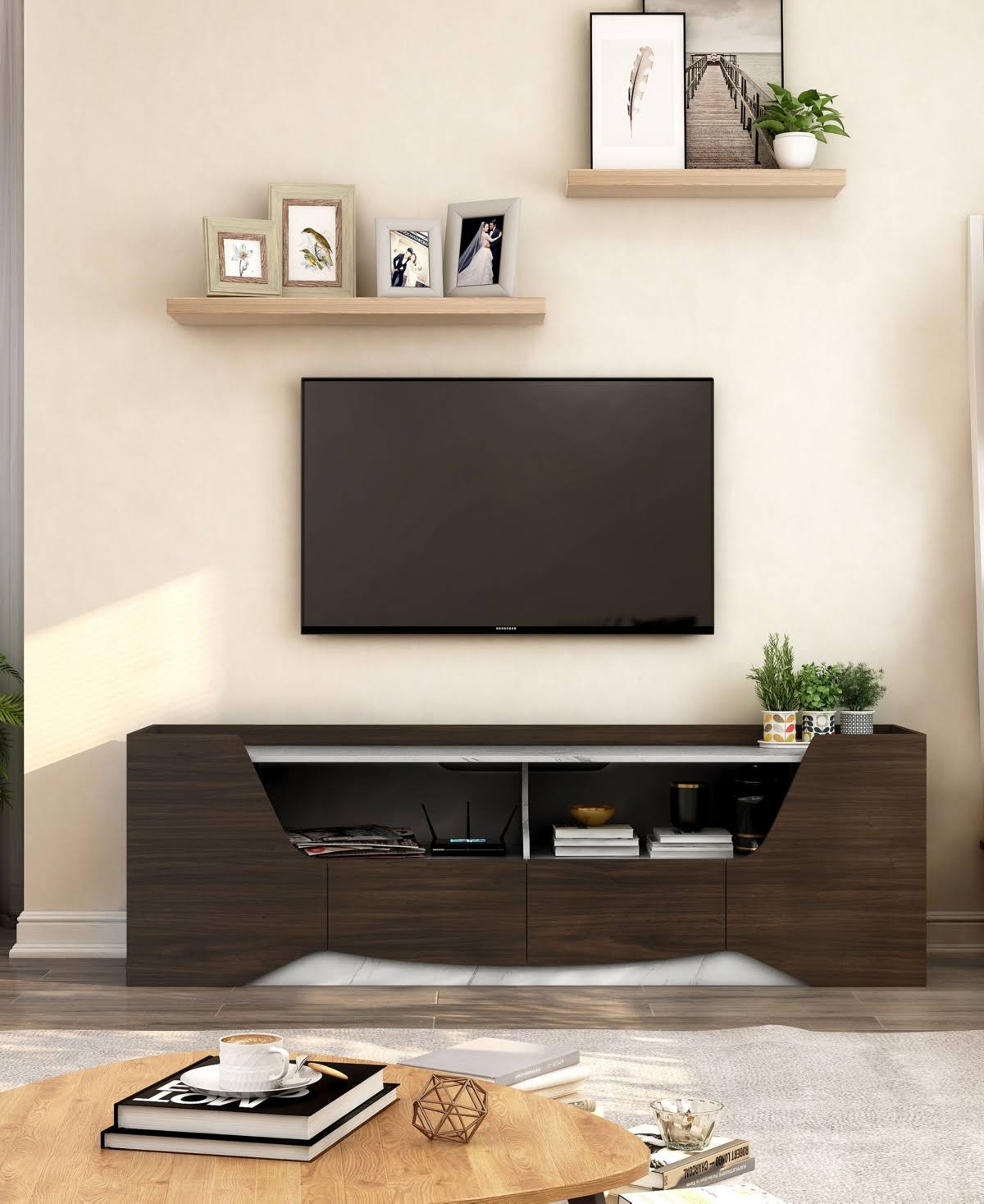 Wenge Brown Floating TV Stand W3174