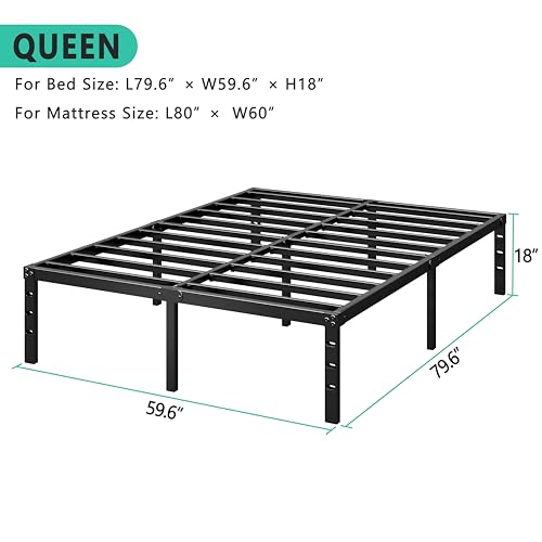 14 Inch Tall Black Metal Platform Twin Size Bed Frame S5941