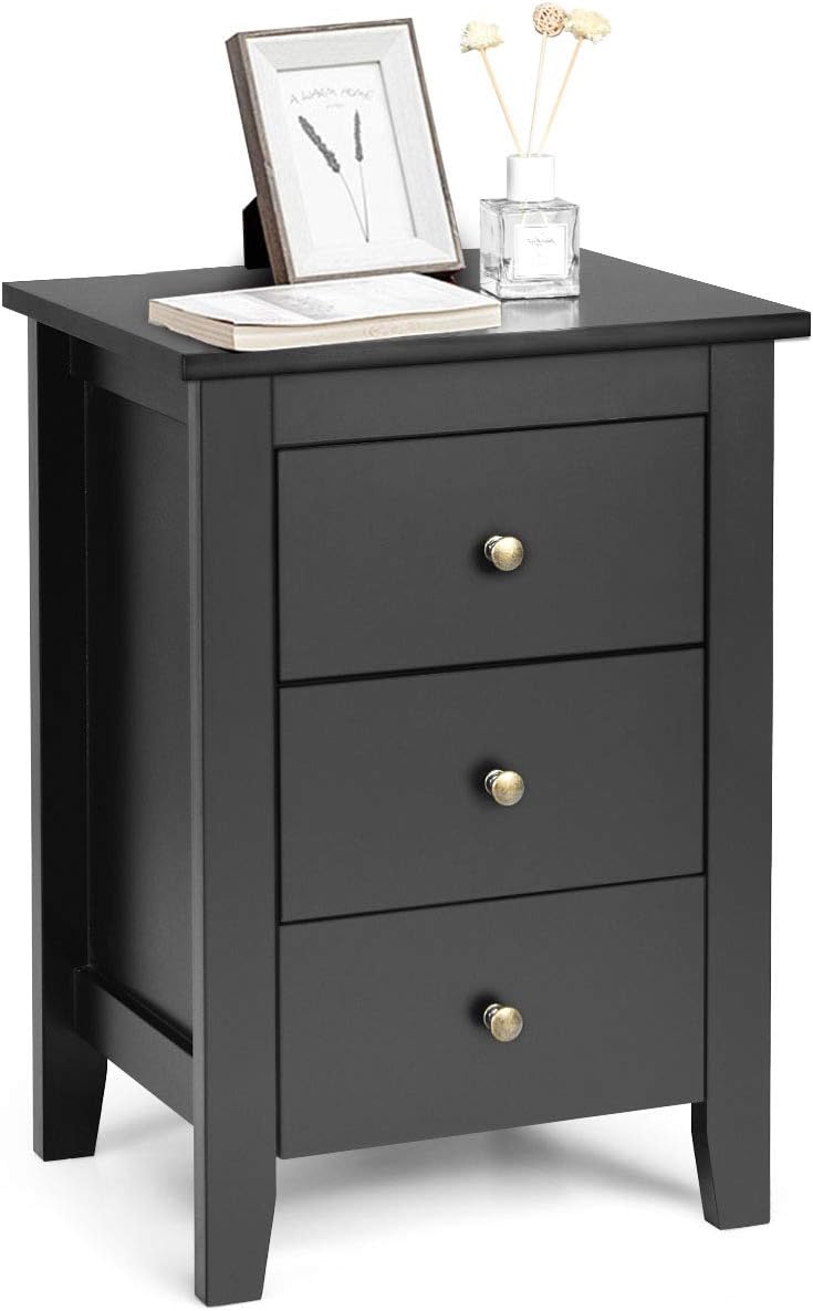 White 3 Drawer Wood Nightstand X34031