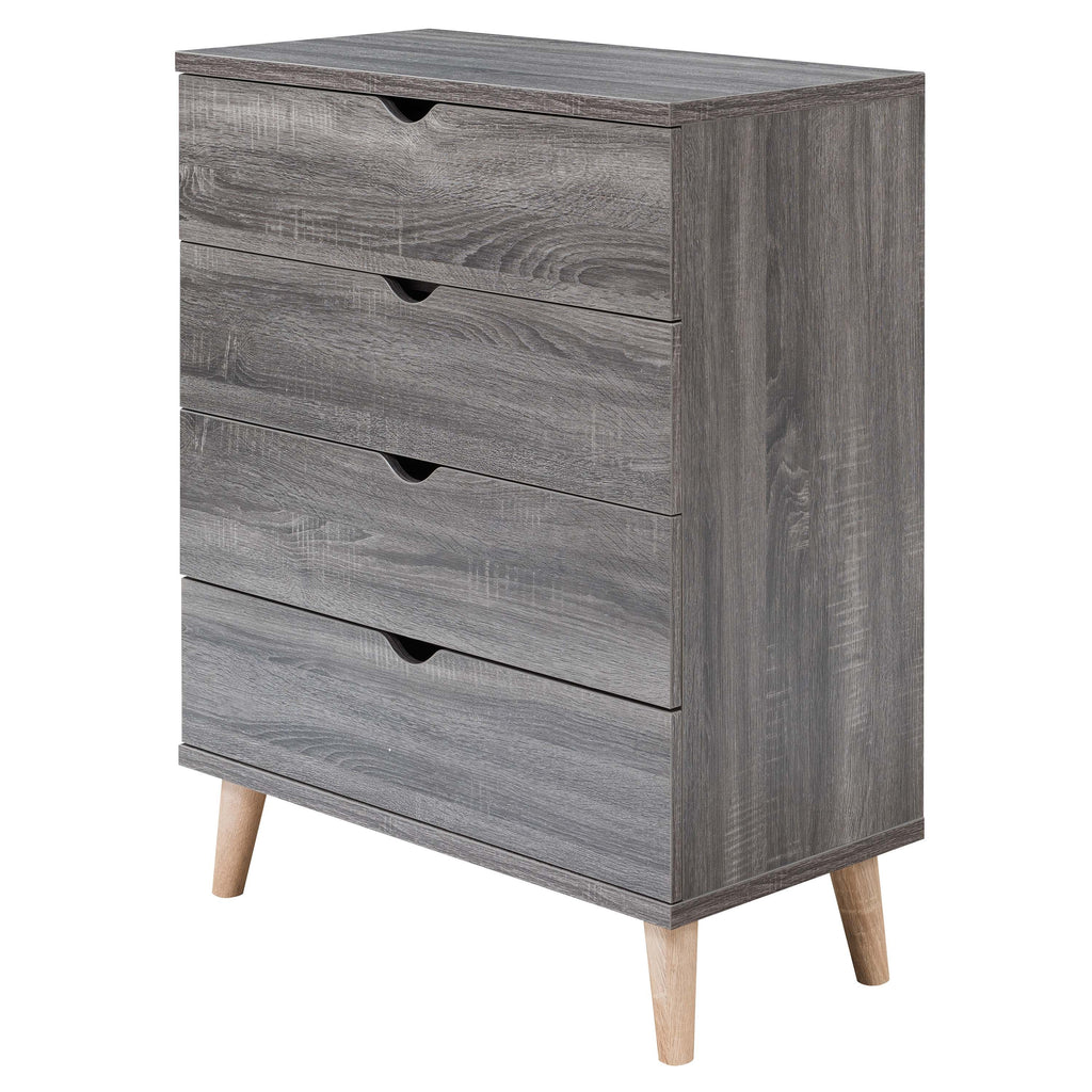 Dark Gray Wood 4-Drawer Chest J669