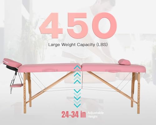 Portable Massage Table 28 inche Wide Heigh Adjustable 2 Folding Spa Table E6860