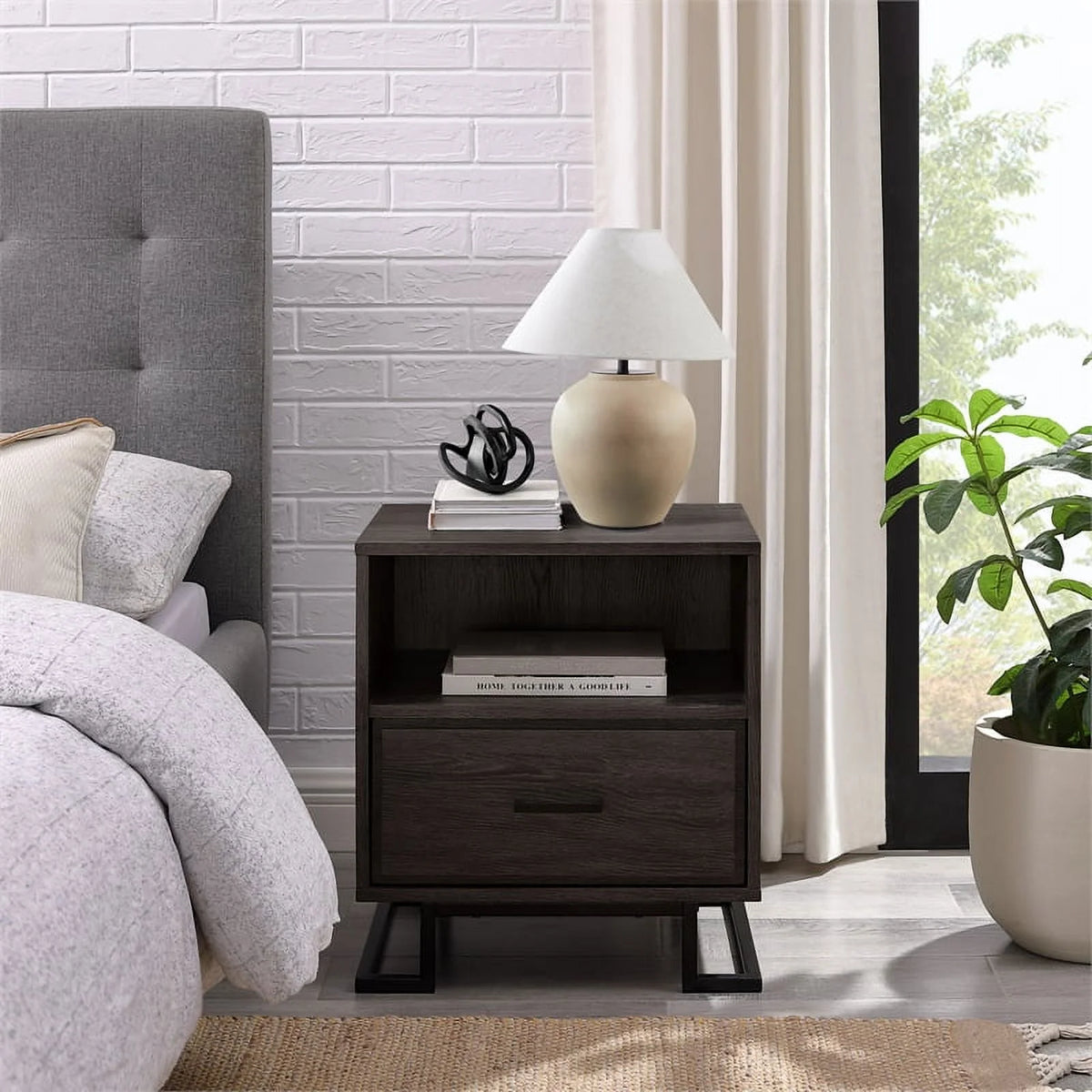 20" Metal and Wood Night Stand with One-Drawer M827671