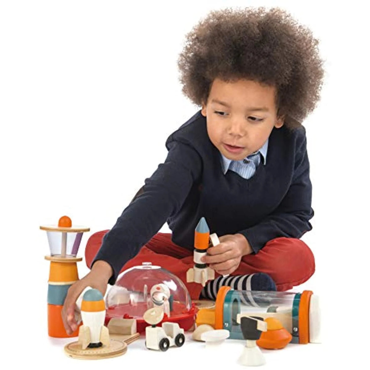 16 Pc Wooden Outer Space Themed Playset M8783