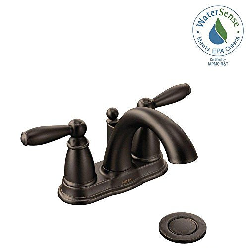 Oil Rubbed Bronze Two-Handle Low Arc Centerset Bathroom Faucet with Drain Assembly R973094