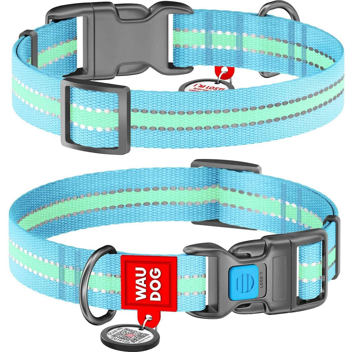 Glow in the Dark Nylon Dog Collar Blue C5915