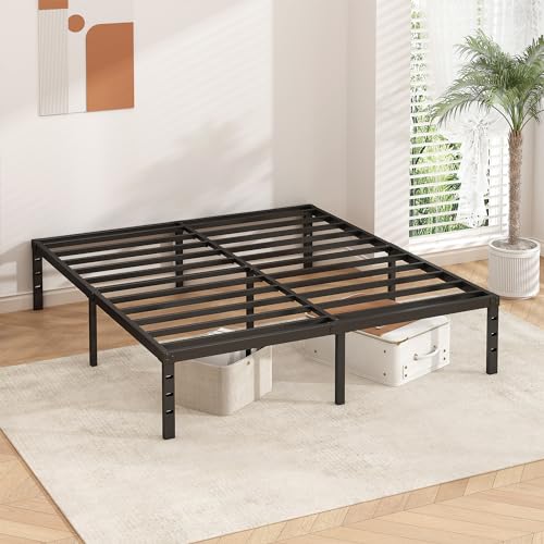 14 Inch Tall Black Metal Platform Twin Size Bed Frame S5941
