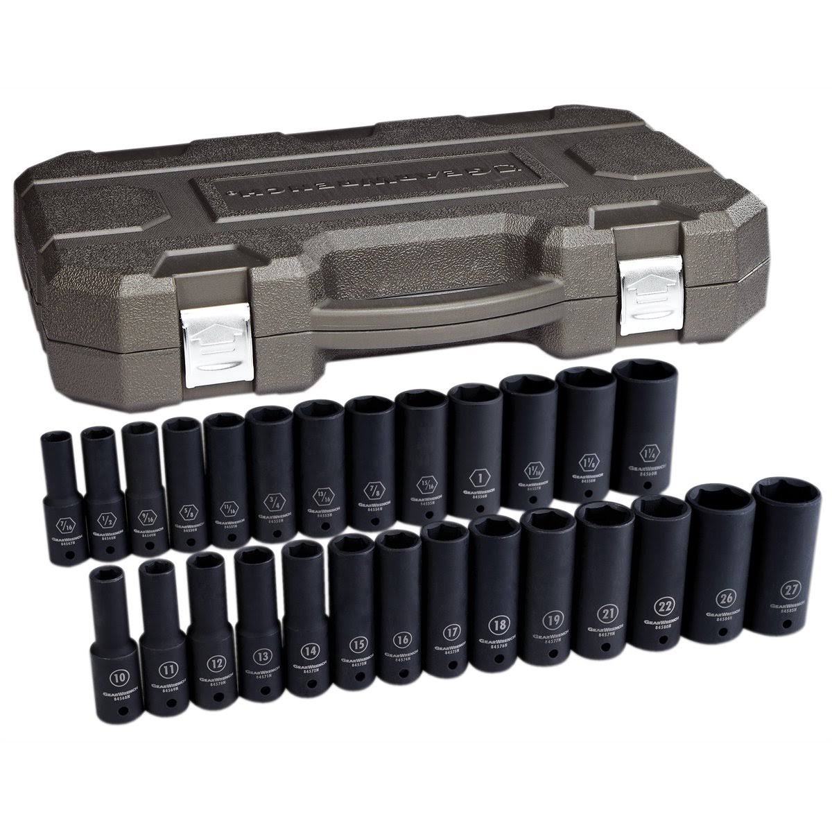 27 pc. 1/2" Drive 6 Point Deep Impact SAE/Metric Socket Set V1724