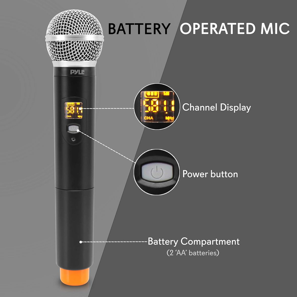 UHF Wireless Microphone System with 1 Handheld Mic S166