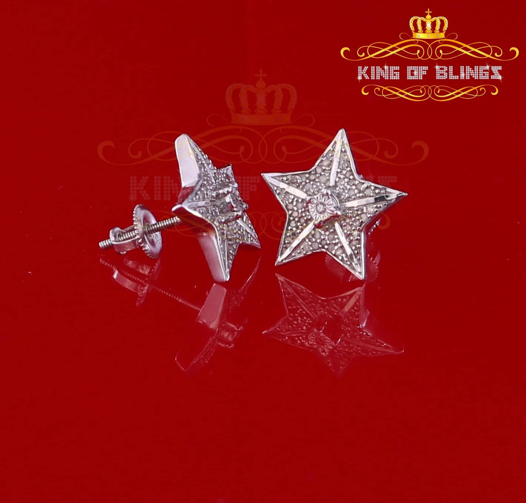 925 Sterling Silver Diamond Stud Star Earrings W829209