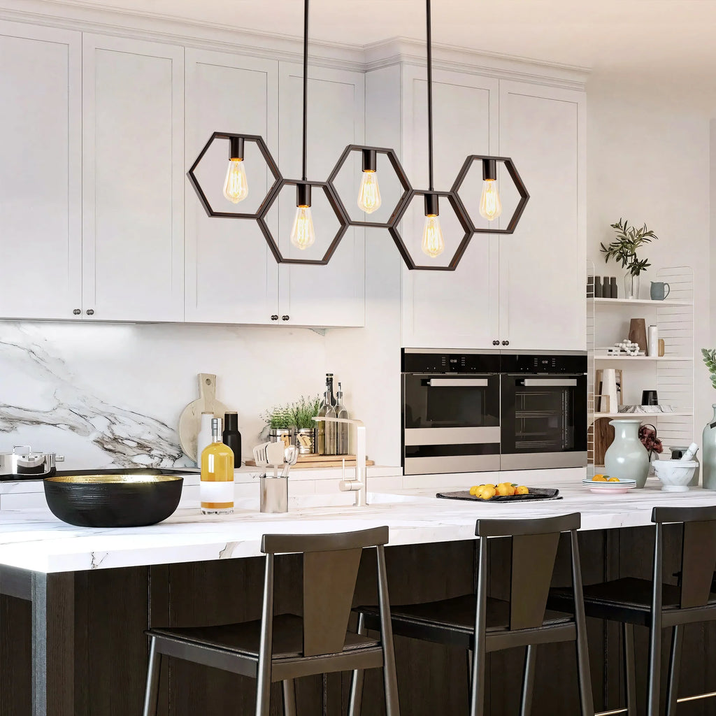 5-Light Square Geometric Pendant T622