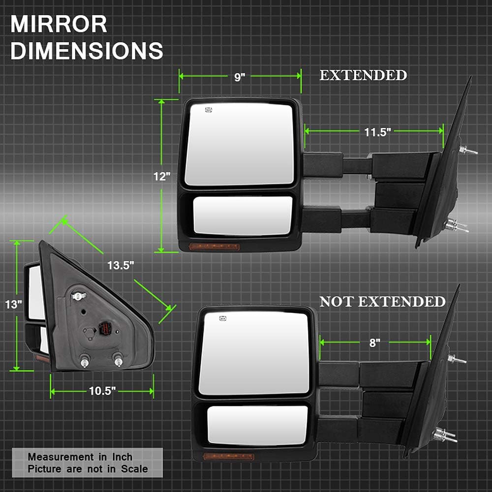 Telescoping Towing Side Mirrors Left+Right E75454