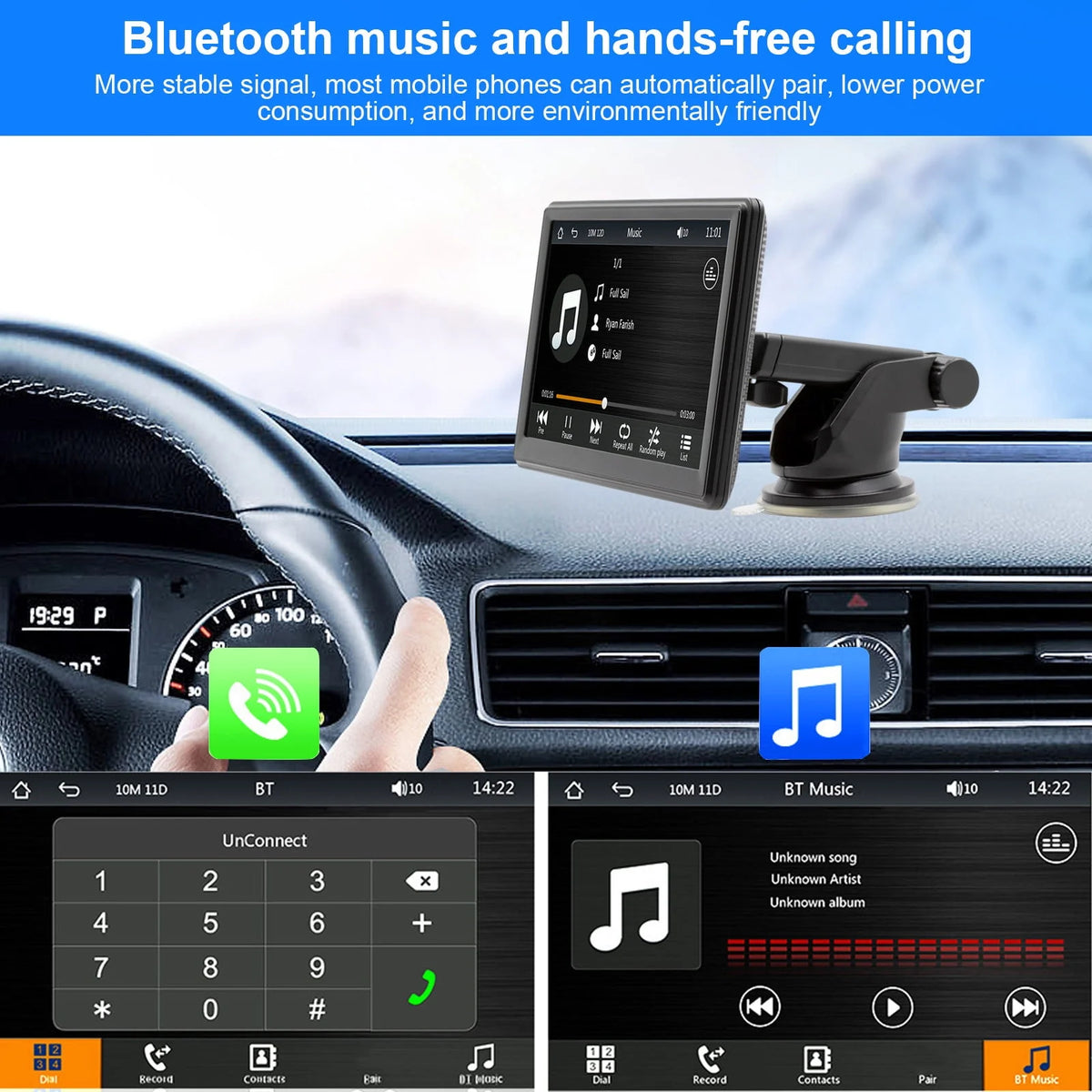 7 Inch Portable Wireless Car MP5 Player F216