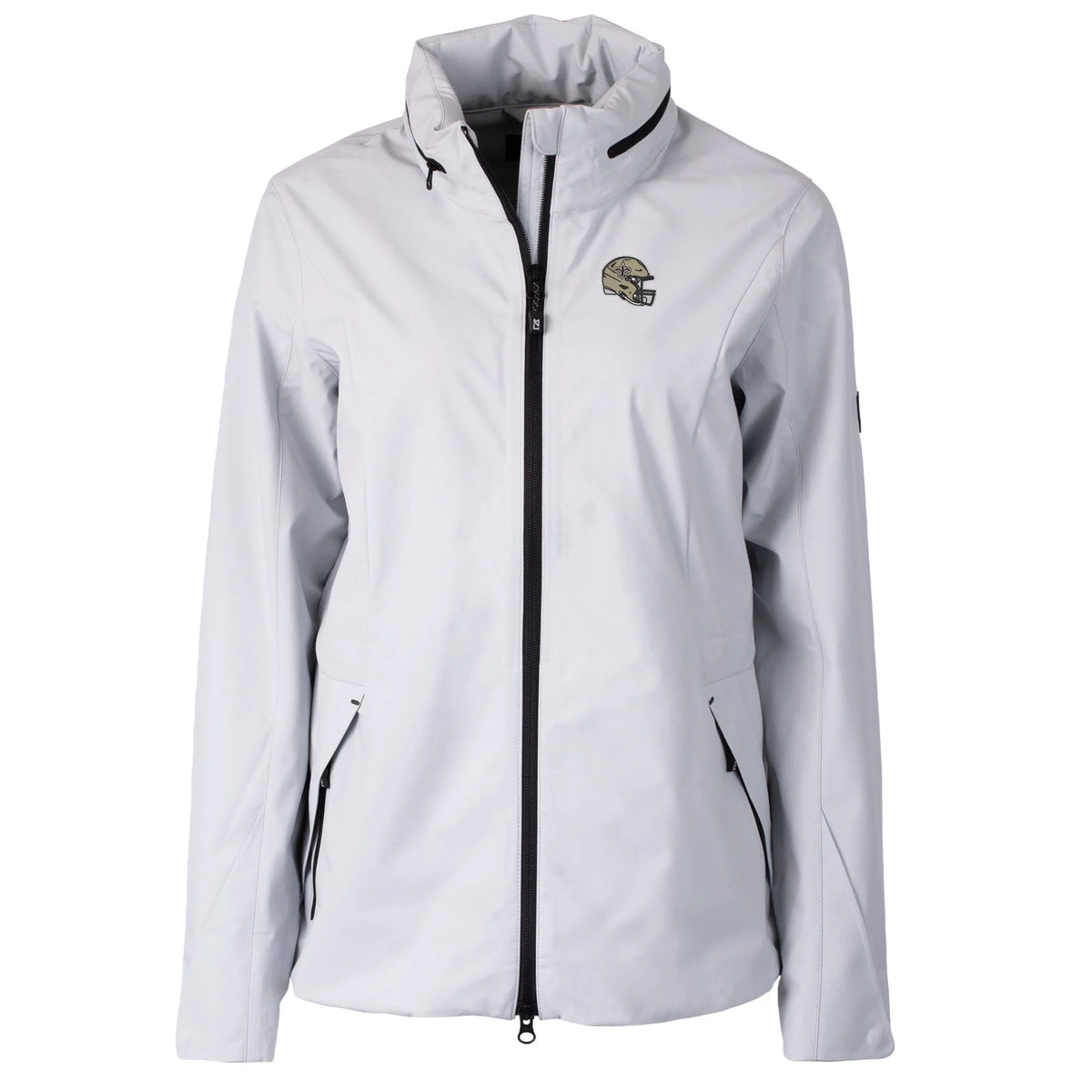 Women's Gray Water Repellent Stretch Full-Zip Rain Jacket G42152