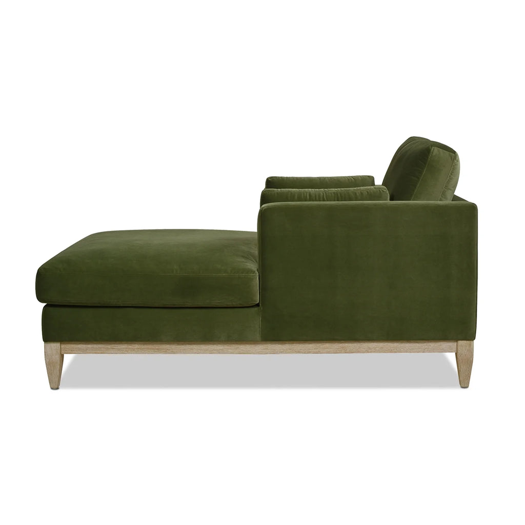 Olive Green Performance Velvet Chaise Lounge Chair I421