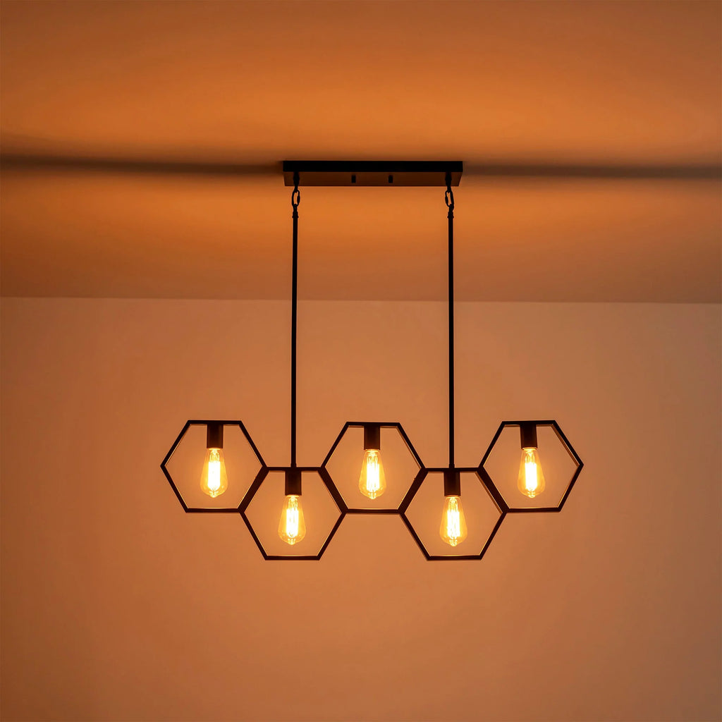 5-Light Square Geometric Pendant T622