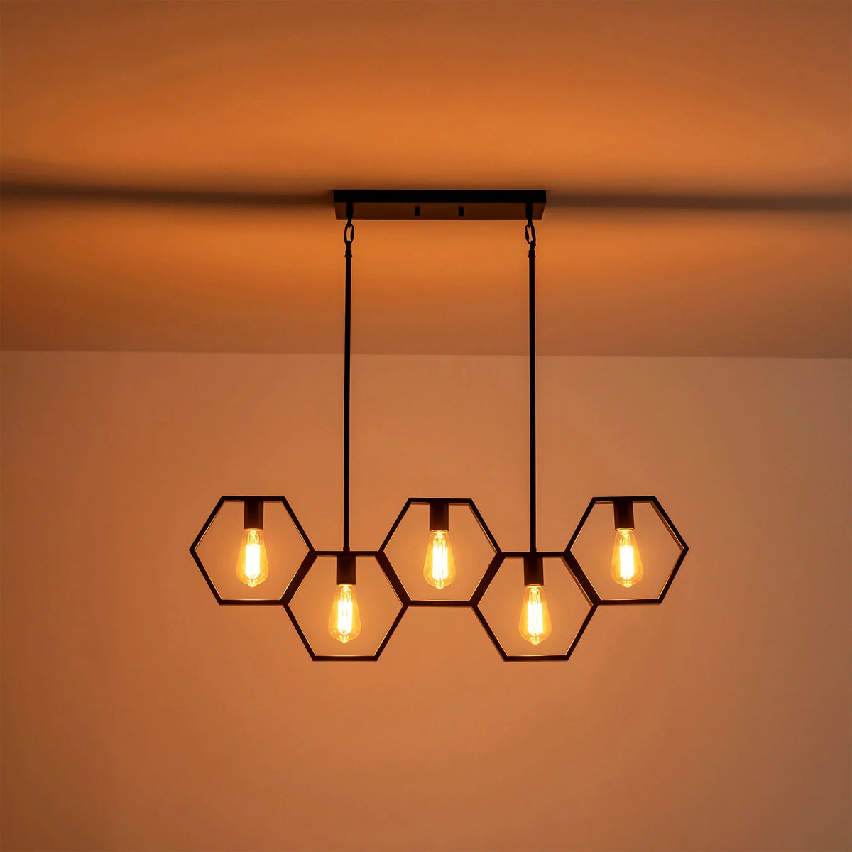 5-Light Square Geometric Pendant T622