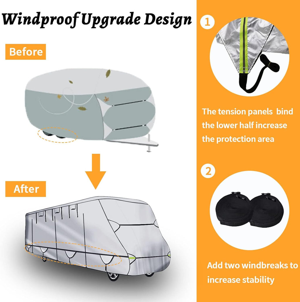 450D Oxford Cloth Travel Trailer RV Cover for 14-16ft Motorhome S346