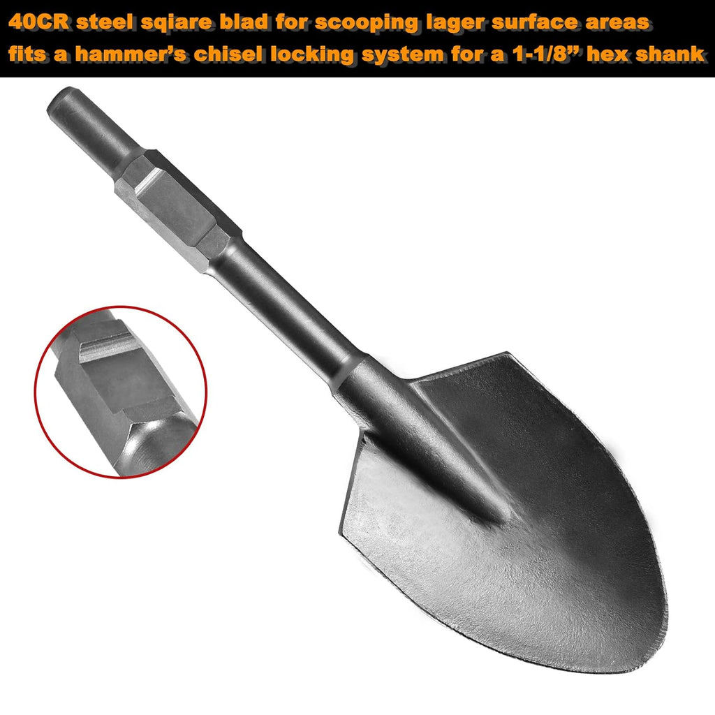 5 Inch Wide 1-1/8" Hex Shank Clay Spade Chisel Bit, Alloy Steel, Pack of 2 G192725