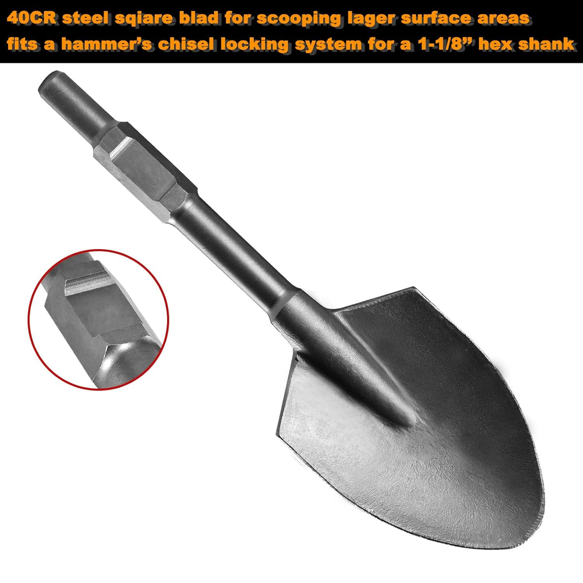 5 Inch Wide 1-1/8" Hex Shank Clay Spade Chisel Bit, Alloy Steel, Pack of 2 G192725