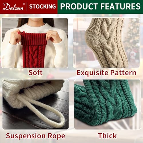 4Pcs Personalized Christmas Stockings with Leather Patches P8869