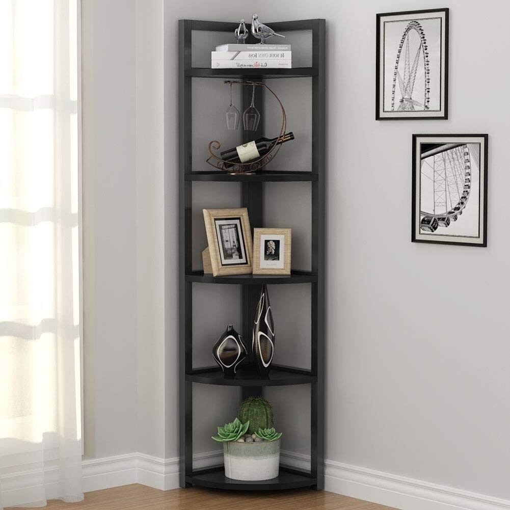 Black/Espresso 5 Tier Corner Bookshelf U493
