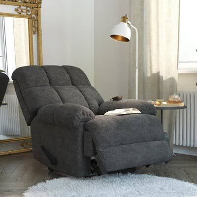 36x22 Wide Manual Rocker Recliner with Massager Fabric: Gray D141