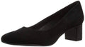 Black Suede Low-Heel Pumps, Size 10 Wide O6033