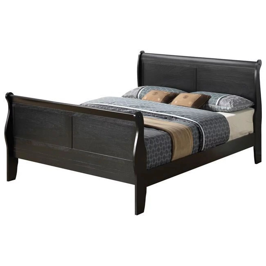Black Full Size Sleigh Bed M1579