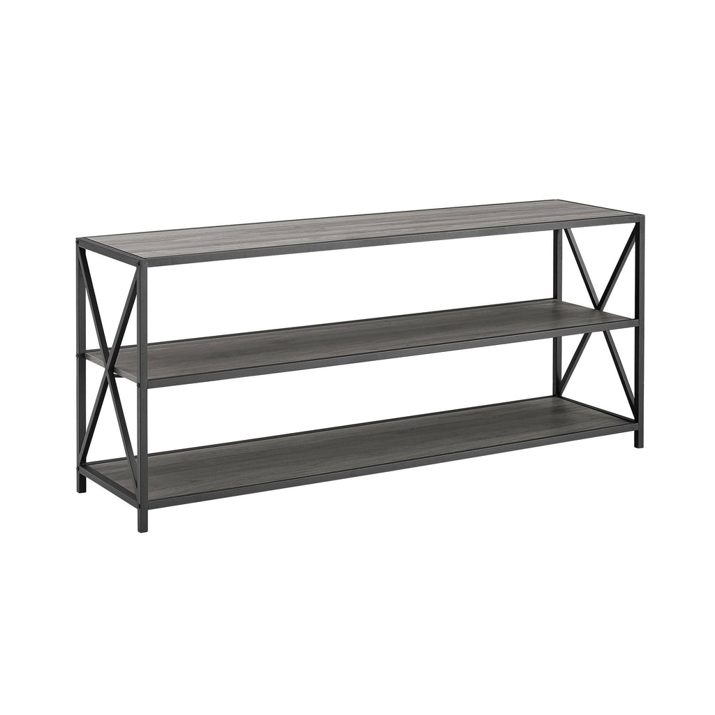 Dark Walnut / Black Metal X-Frame Bookshelf H810