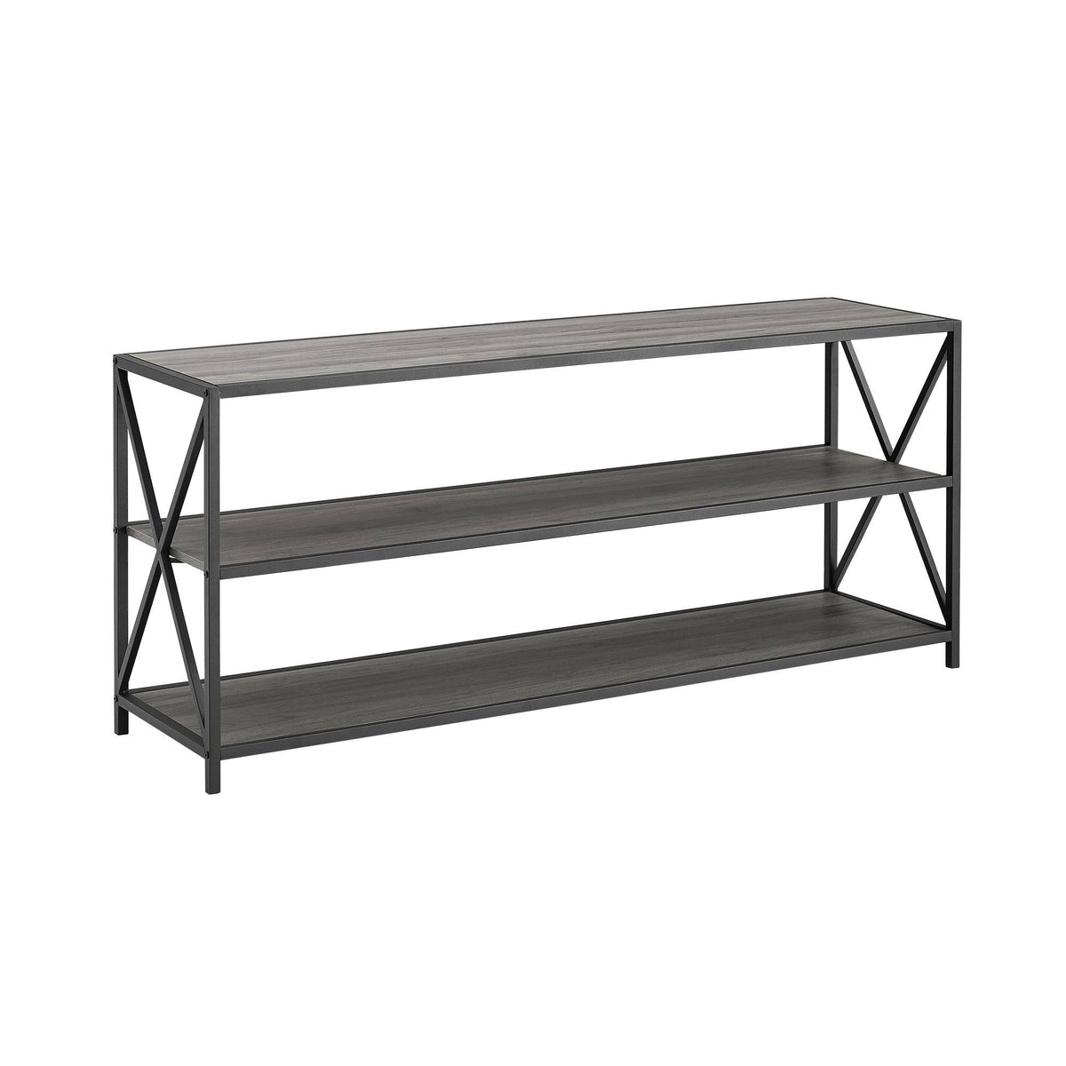 Dark Walnut / Black Metal X-Frame Bookshelf H810
