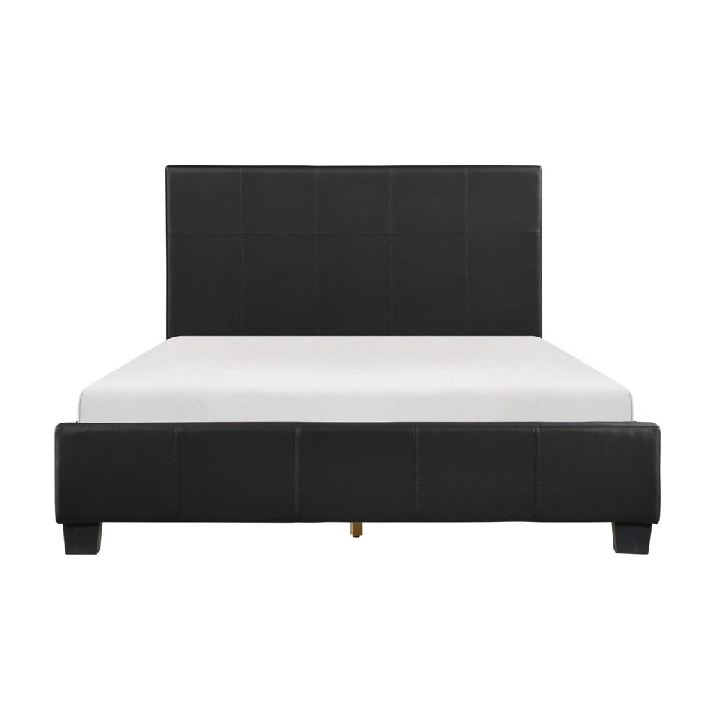 Black Faux Leather 3pc Eastern King Size Bedroom Set N133