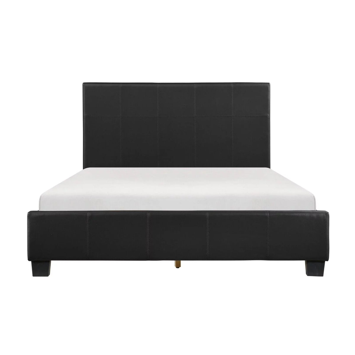 Black Faux Leather 3pc Eastern King Size Bedroom Set N133