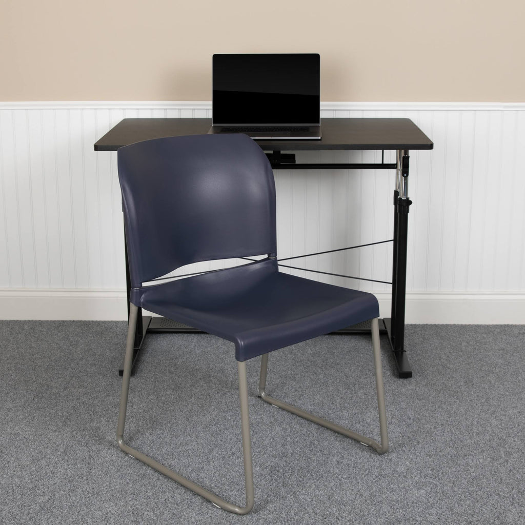 Navy Contoured Stack Chair with Sled Base Q2098