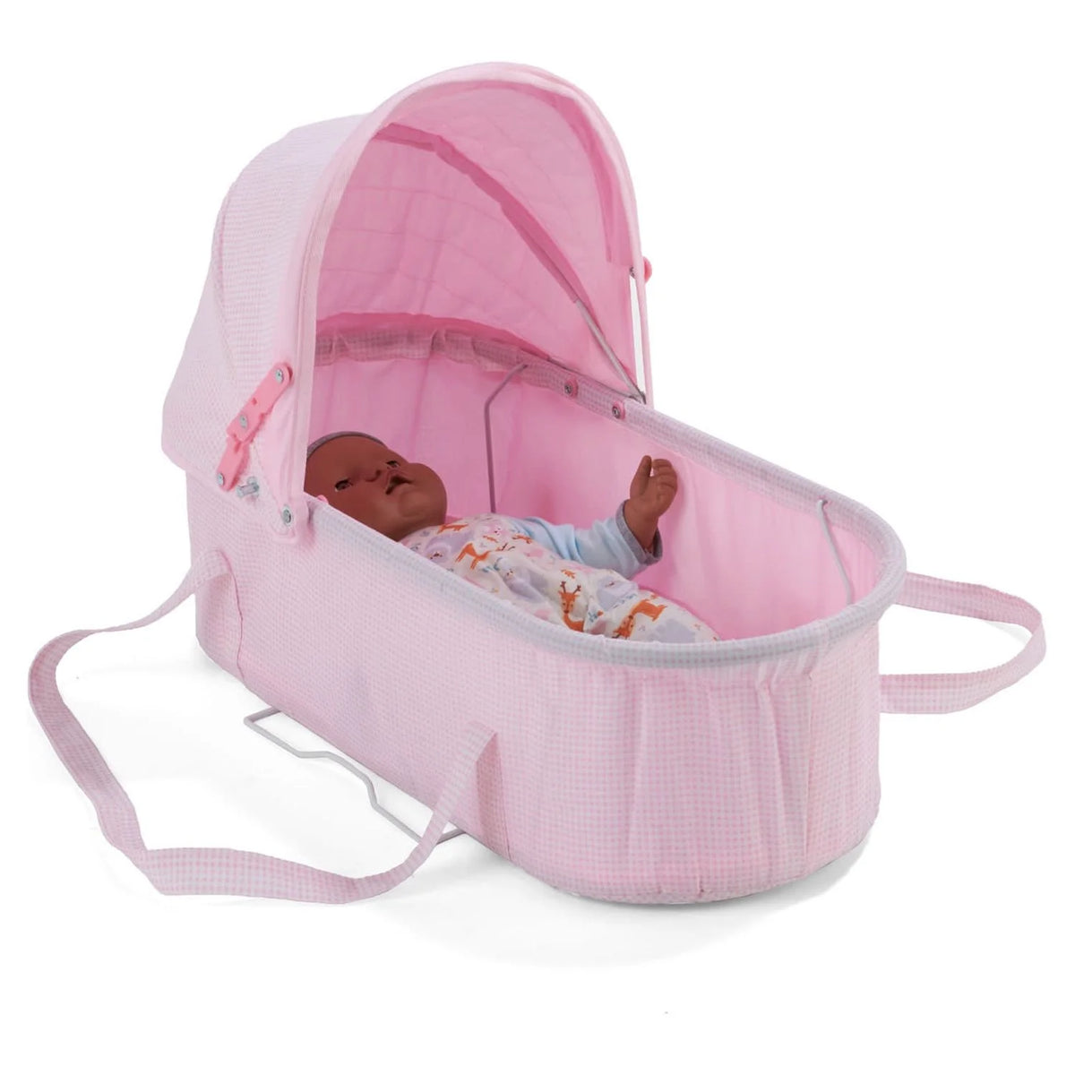 Pink Gingham Doll Pram Carrier Stroller O3535