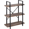 3-Tier Solid Wood Bookshelf with Metal Frame P672