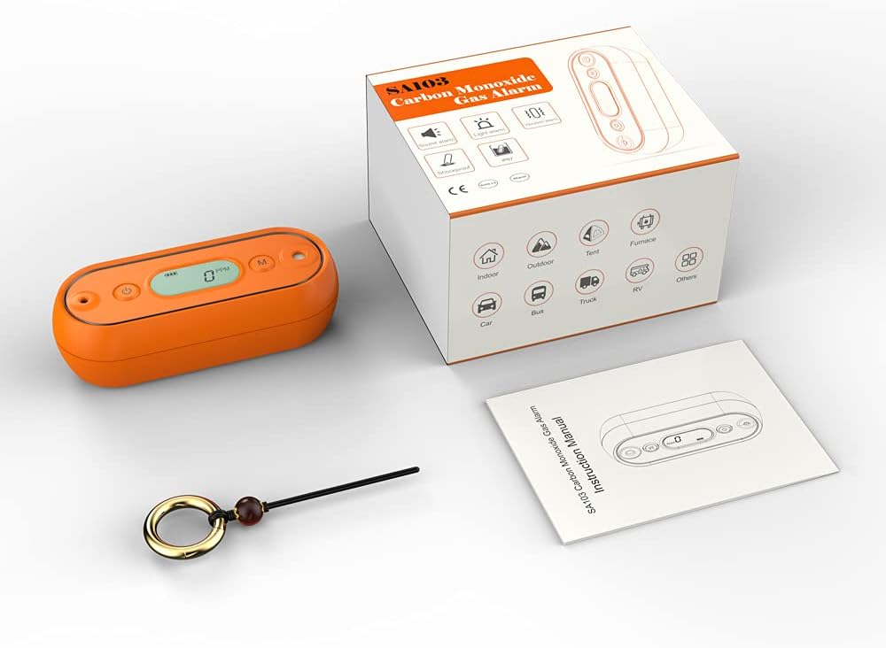 Carbon Monoxide Detector with Visual, Audible, and Vibrating Alerts, Portable CO Monitor, IP67 Waterproof, Battery Operated N5810