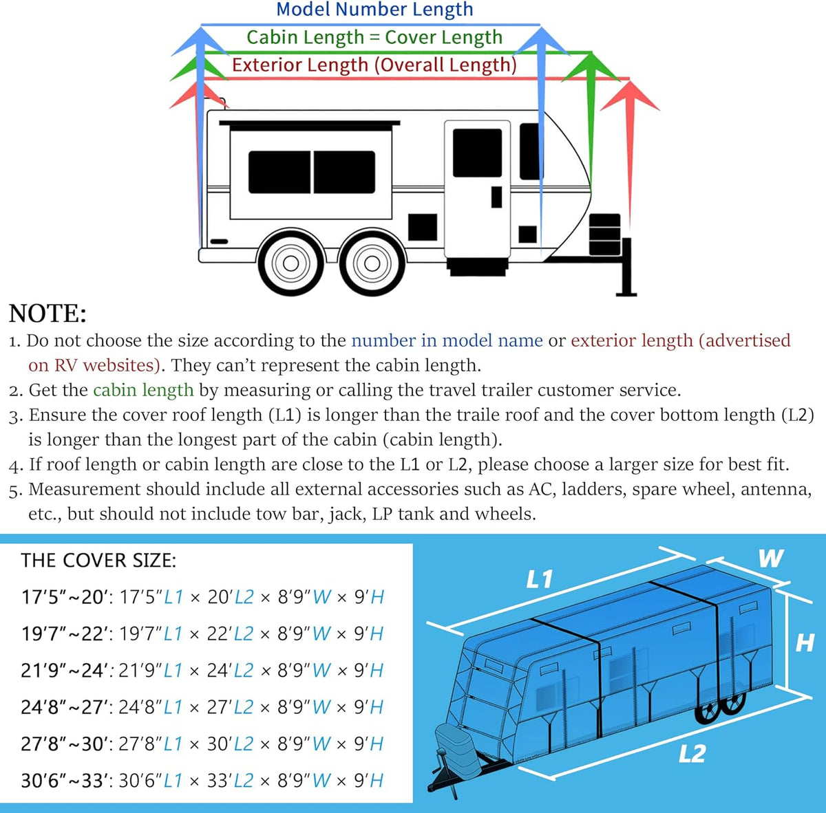 300D Windproof Anti-UV RV Cover with Jack Cover and 4 Tire Covers U684