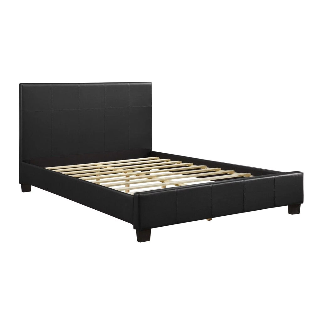 Black Faux Leather 3pc Eastern King Size Bedroom Set N133