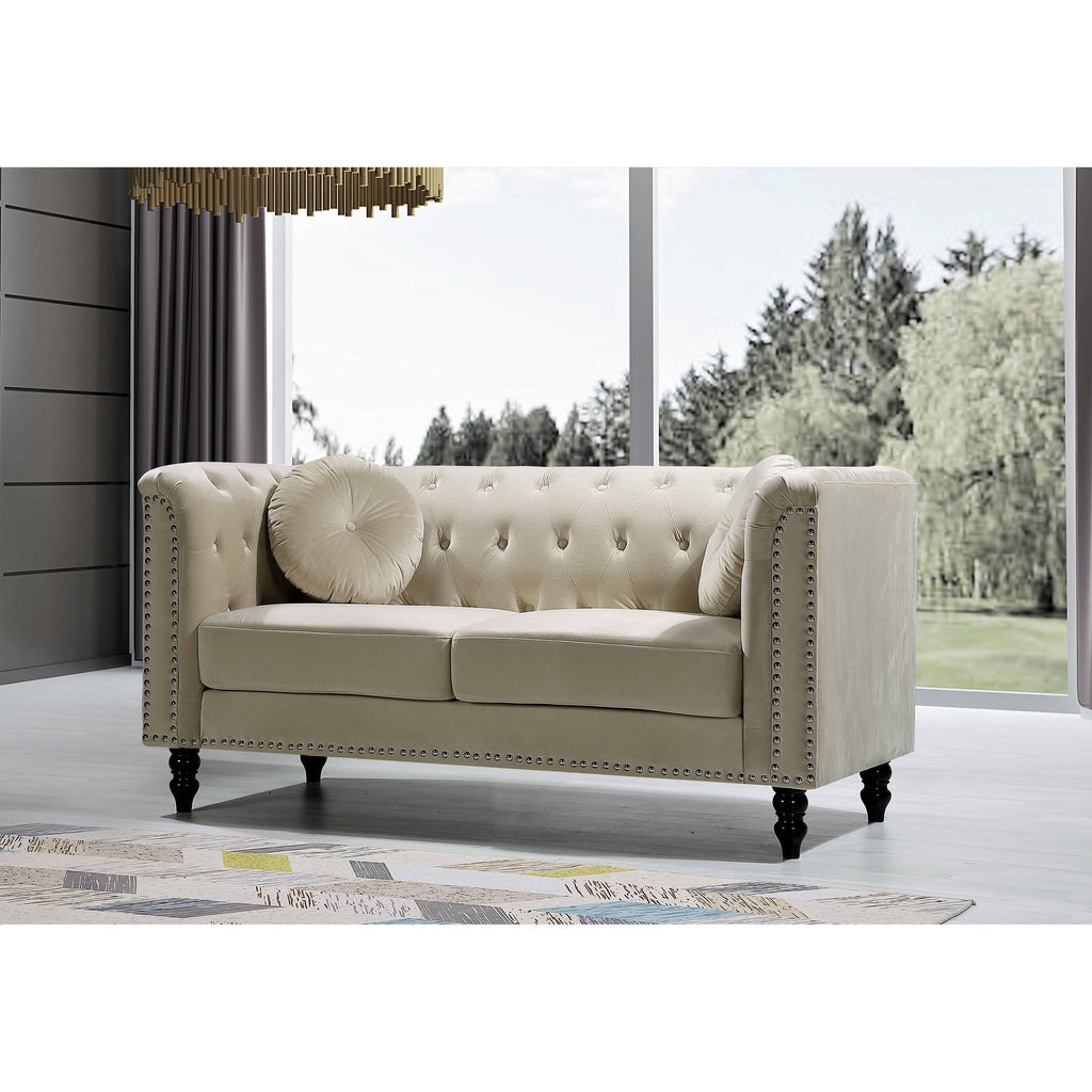 Dark Blue Velvet Chesterfield Loveseat R621