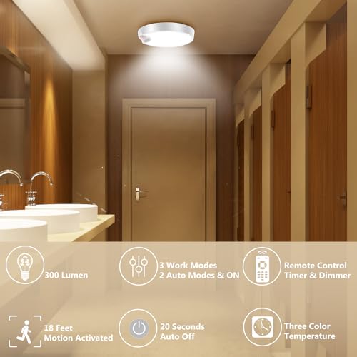 Wireless Battery Operated LED Ceiling Light with Remote, 7.5 Inch 6000mAh M552