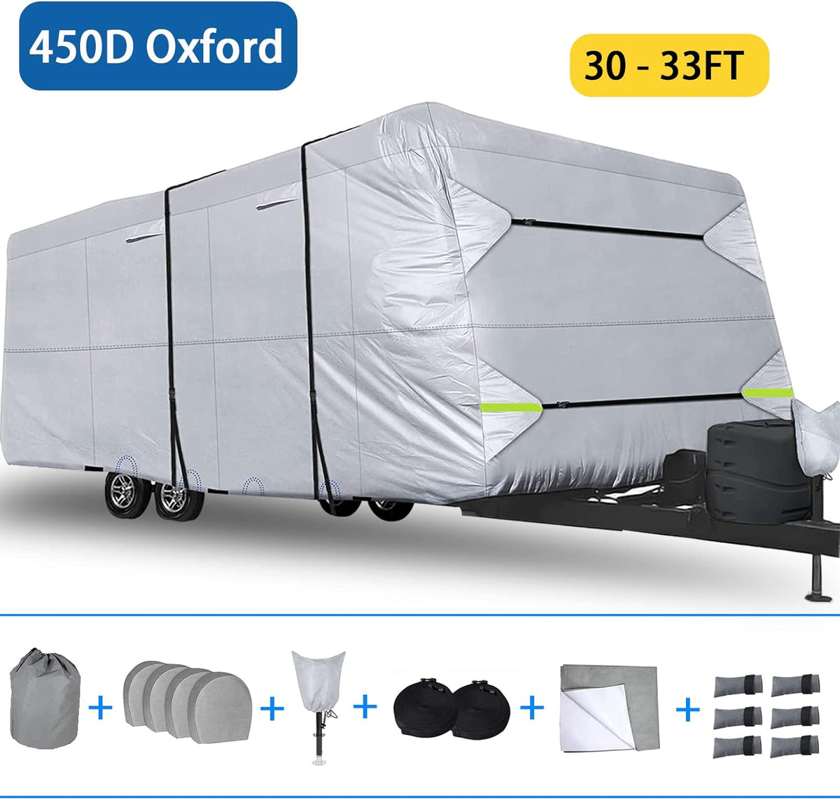450D Oxford Cloth Travel Trailer RV Cover for 14-16ft Motorhome S346