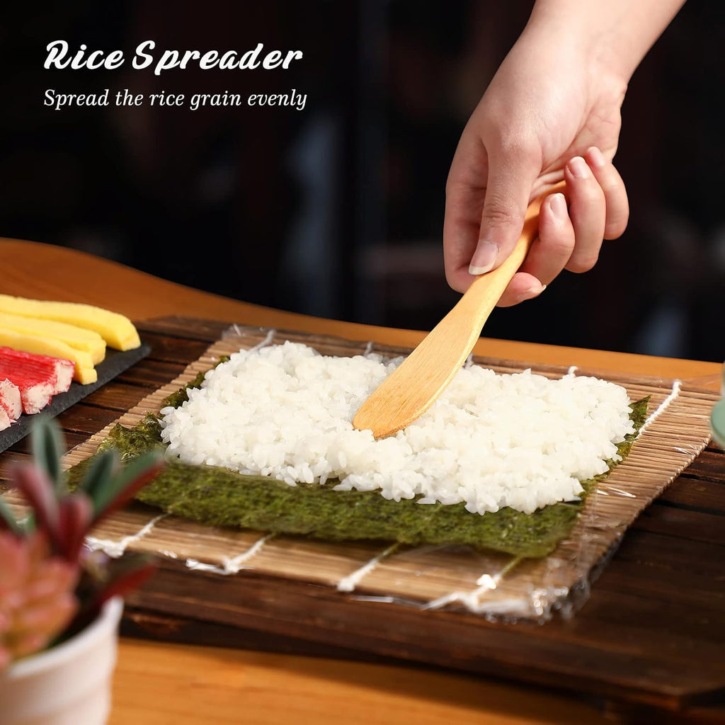 Bamboo Sushi Mat Sushi Making Kit with 2 Rolling Mats, 5 Pairs of Chopsticks, 1 Paddle, 1 Spreader O1738