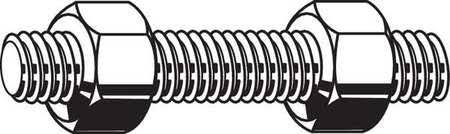 Threaded Stud, Plain, 3/4-10X6-1/2, PK50 I691
