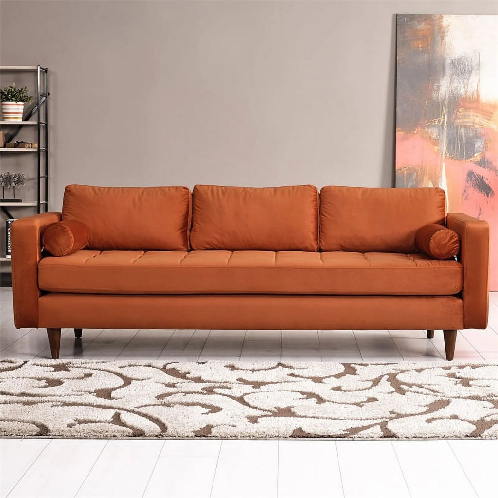 Orange Velvet Sofa X36004