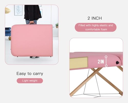 Portable Massage Table 28 inche Wide Heigh Adjustable 2 Folding Spa Table E6860