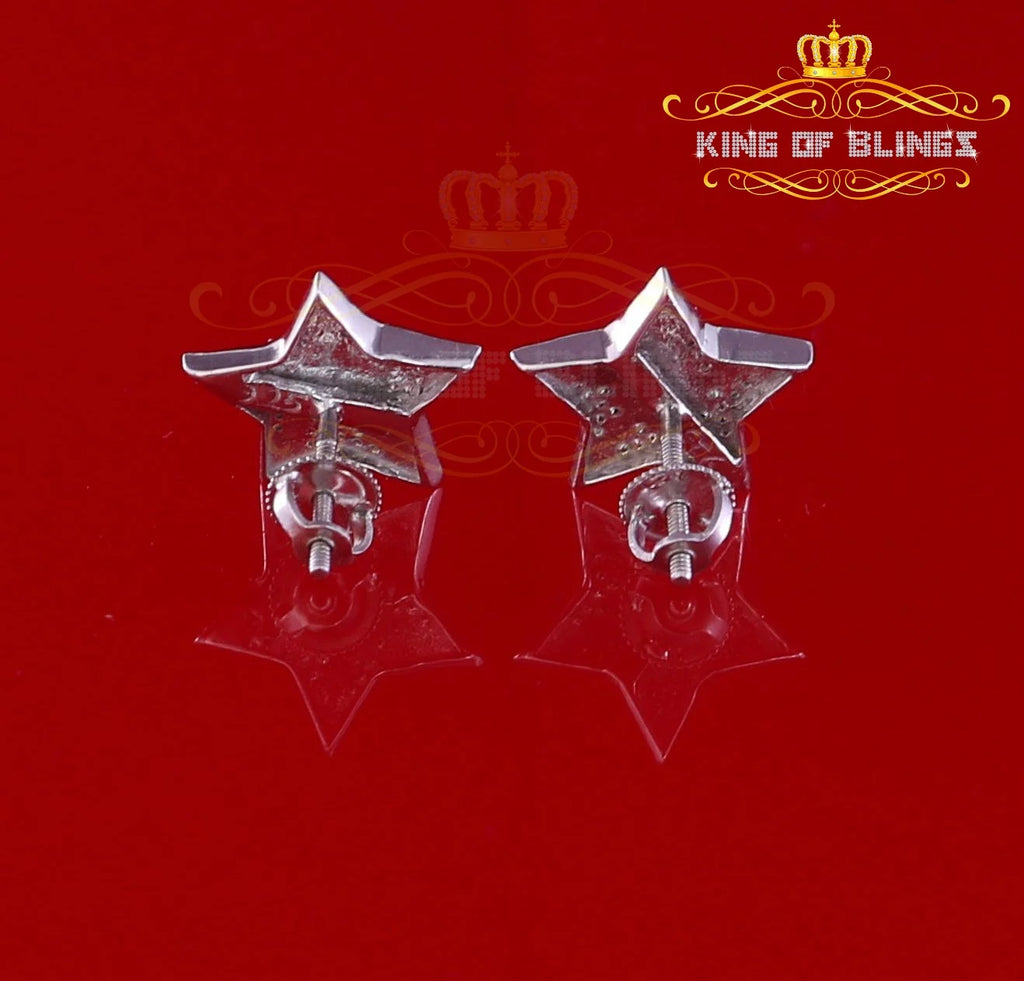 925 Sterling Silver Diamond Stud Star Earrings W829209
