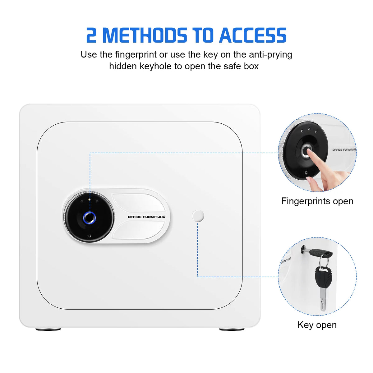 1.8 Cub White Safe Box with Fingerprint Y7600