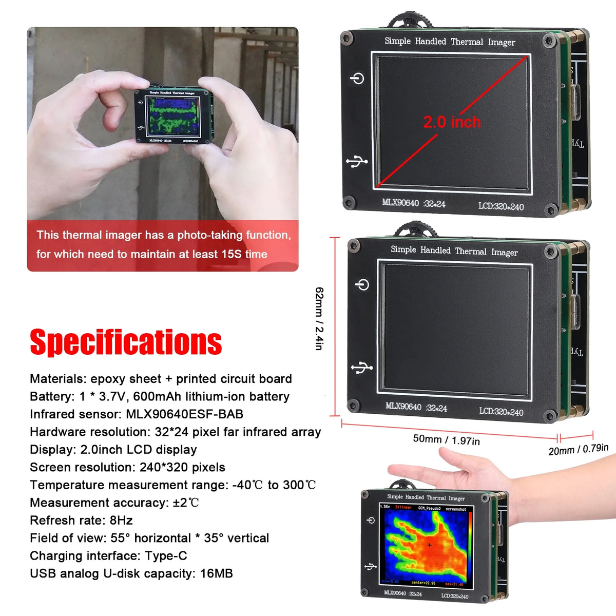 Handheld Thermal Imager 240*320 Resolution LCD Display I33654