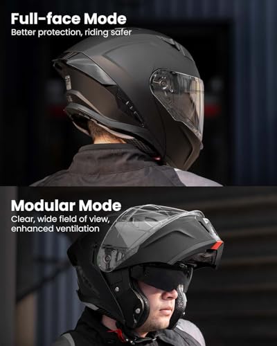 Modular Motorcycle Helmet Dual Visor Flip up Full Face Dot Black Red L S577811